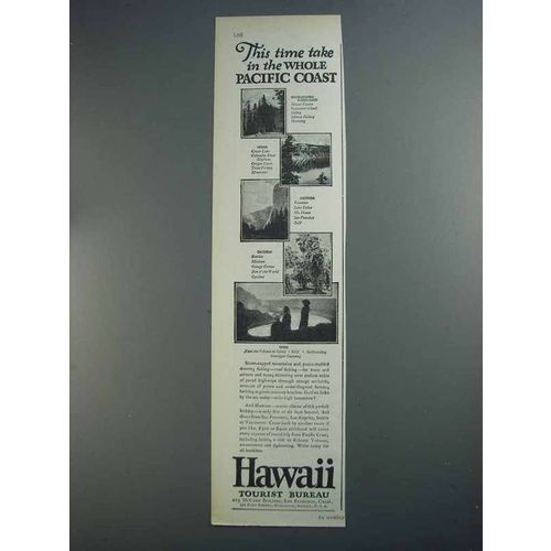 1926 Hawaii Tourist Bureau Ad - Whole Pacific Coast