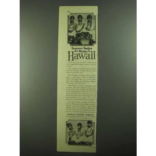 1926 Hawaii Tourist Bureau Ad - Summer Smiles
