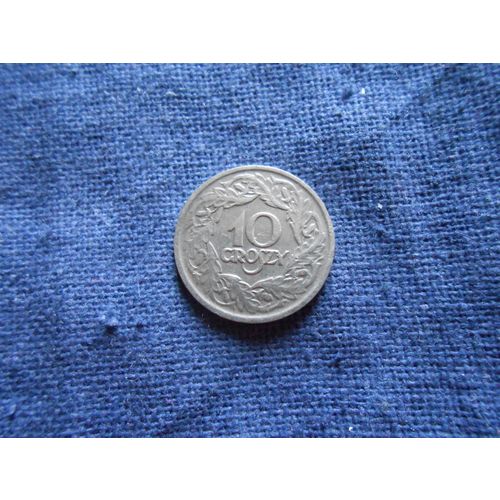1923 Scarce POLAND 10 GROSZY COIN.