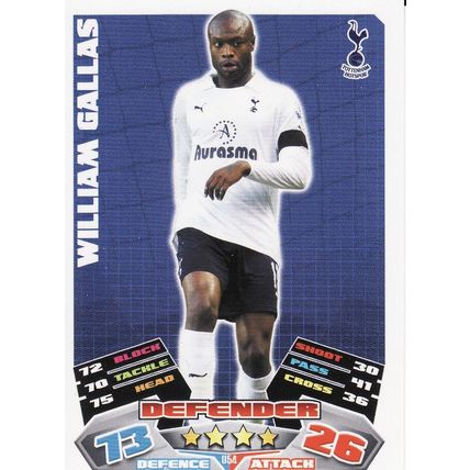 Match Attax Extra 2011/2012 U54 William Gallas Tottenham Hotspur