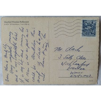 Postcard Gasthof-Pension Kellerwirt, Wildschonau, Tirol, Austria