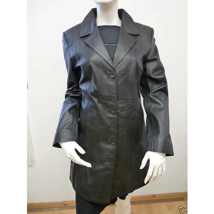 Impero Genuine Italian Leather Black 3/4 Length Coat UK 10 £429.99 BNWT