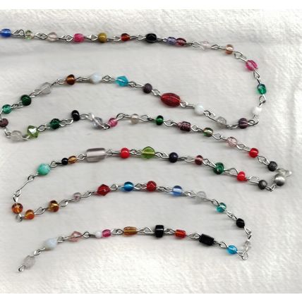 Multi Color Beaded Rosary Chain 1 Yard Jewelry Making Crafting bdc04