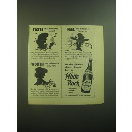 1945 White Rock Water Ad - Taste the difference tonight
