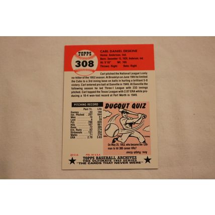 Carl Erskine 1991 Topps 1953 Archives NO. 308