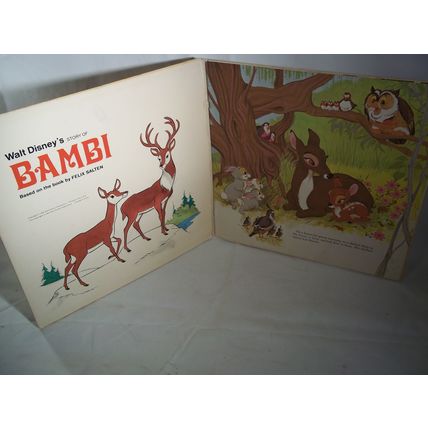 Walt Disney Bambi Vinyl LP Story and Songs Book Disneyland 3903 1969