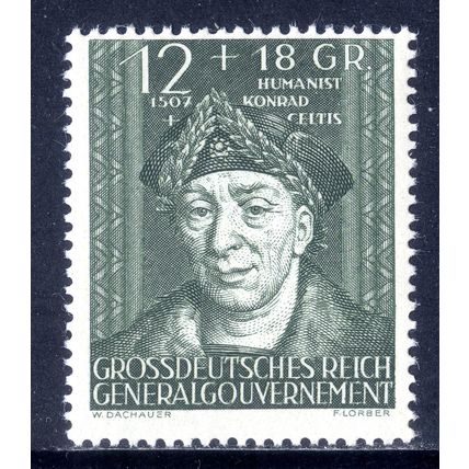 POLAND 1944, German Occupation, General Government, Conrad Celtes, 12 + 18 G MNH