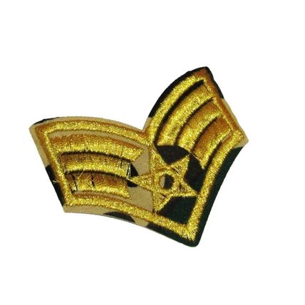Camouflage Iron on Patch Military Stripe & Star Gold Badge Motif Applique P470