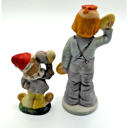 Musical Clown Duo! Holding Maracas & Cymbals - Ceramic/Porcelain - Adorable!