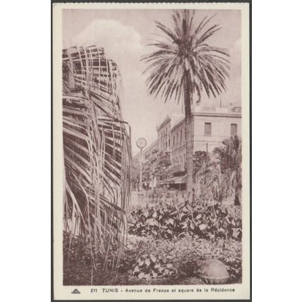 Avenue de France et Square de la Résidence, Tunis, c.1920s - Younès CPA