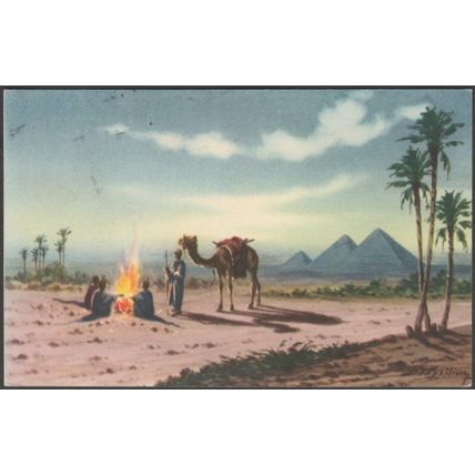 Bedouin Camp near Pyramids, Giza, 1964 - Lehnert & Landrock Postcard