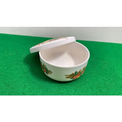 Lidded Dish, Italglass Ceramic, Vintage, Trinket Ring Storage Box, Rose Pattern,