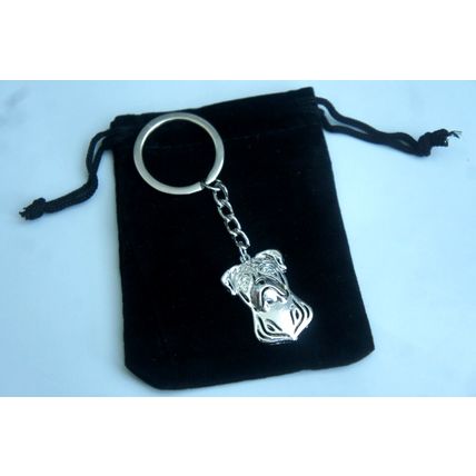 AMERICAN BULLDOG METAL KEY RING WITH KEY CHAIN & VELVET GIFT BAG
