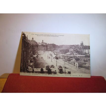 CUSTOM HOUSE QUAYS, BORDEAUX, FRANCE used antique postcard =