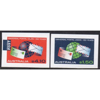 AUSTRALIA: 2024 UNIVERSAL POSTAL UNION, 150 YEARS MINT SET OF 2 S/A STAMPS.