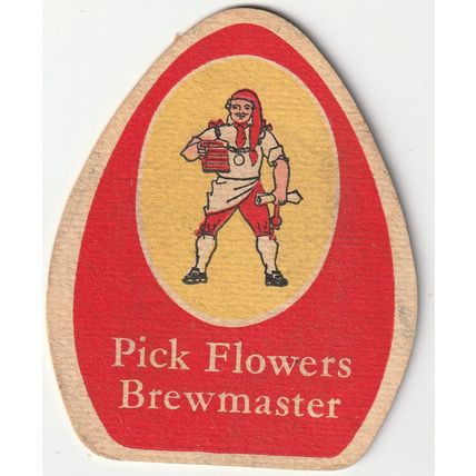 BEER MAT - FLOWERS BREWERY - POMPOM DAHLIA - (Cat 036) - (1961)