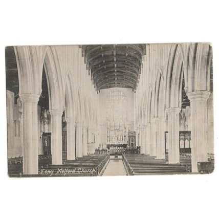 Long Melford Church Interior, Suffolk, RP Postcard.