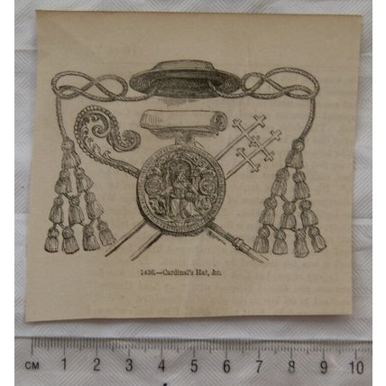 1860s engraving - cardinal's hat, etc.