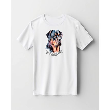 Rottweiler Dog Printed T Shirt- Customised Dog Print T Shirt