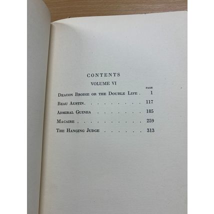 RARE* 1922 ROBERT LOUIS STEVENSON "DEACON BRODIE & OTHER PLAYS" VOL 6 BOOK (P6)