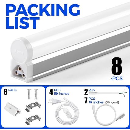 Barrina LED T5 Integrated Single Fixture, 4FT, 2200Lm, 6500K (Super Bright White