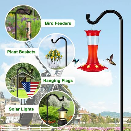 FEED GARDEN Shepards Hooks for Outdoor Bird Feeder Pole 92 Inch Adjustable Tall