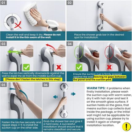 TAILI Grab Bars for Bathtubs and Showers 2 Pack Suction Grab Bar, Heavy Duty Sho