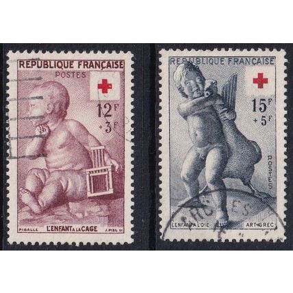 France 1955 SG 1274-5 Used - Red Cross Semi-postal (C-484 (18))