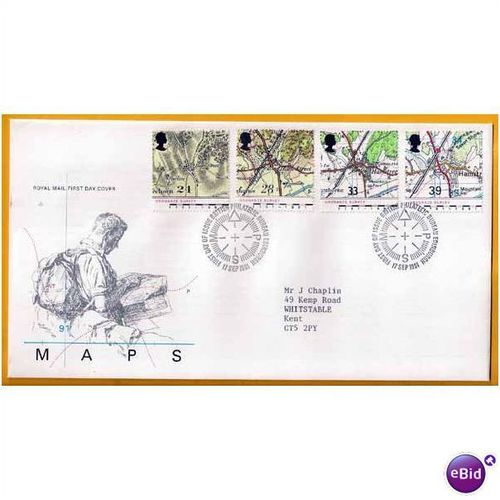 First Day Cover 1991 Maps