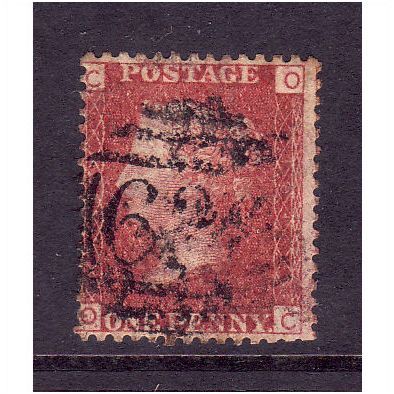 GREAT BRITAIN 1858-79 QV SG44 1d RED BROWN PLATE 101 LETTERED OC USED