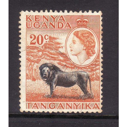 KENYA UGANDA AND TANGANYIKA 1954 SG170 20c LION FINE USED