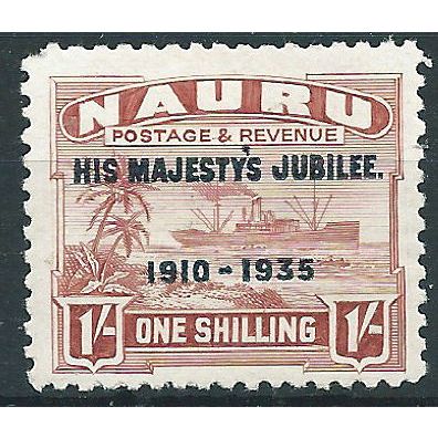 Nauru 1935 SG43 1/- Brown-Lake Silver Jubilee Lightly Mounted Mint .. ..