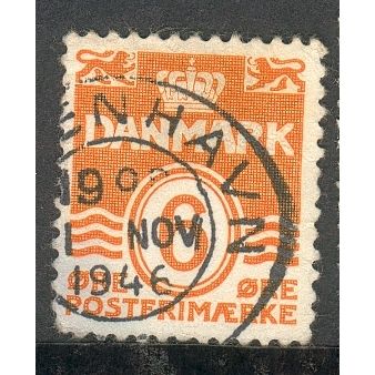 Denmark stamps 1940 - 6ore orange yellow - numeral - used