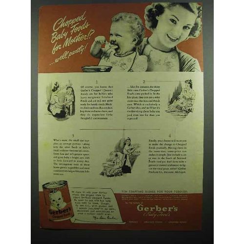 1942 Gerber's Baby Food Ad - Chopped for Mother?