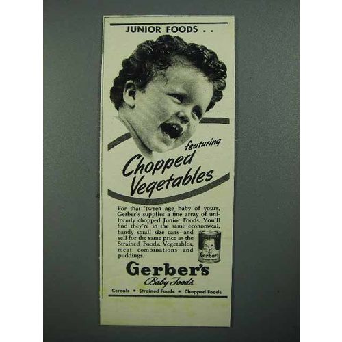 1942 Gerber's Baby Food Ad - Chopped Vegetables
