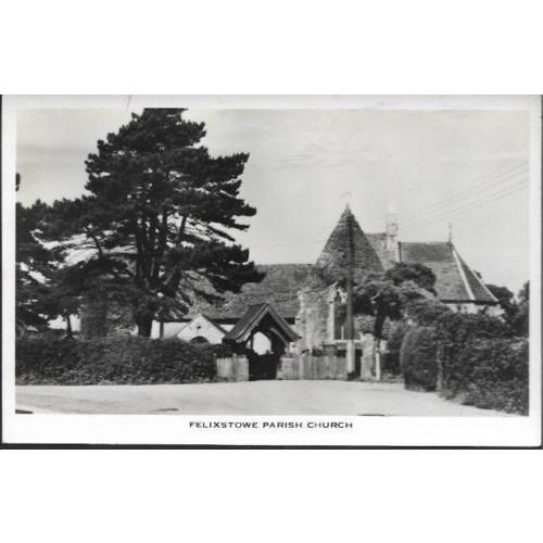 Felixstowe, Suffolk - Parish Church -RP postcard by East Anglian Bookshop c1920s