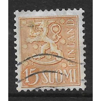 FINLAND 1954 STANDING LION 15M ORANGE SG 530A FINE USED#2