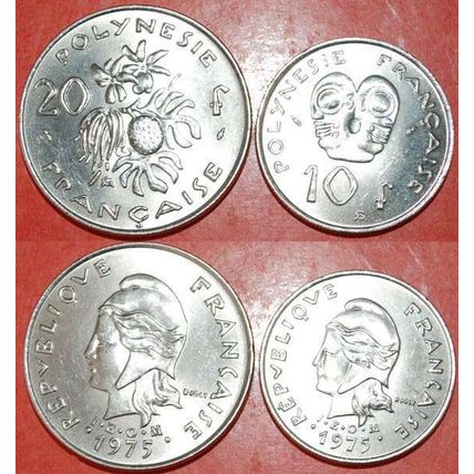 FRANCE (1972-2005)★ FRENCH POLYNESIA ★10-20 FRANCS 1975 SET★LOW START★NO RESERVE