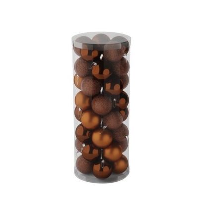 Christmas 40 Brown Baubles in Matt Shiny & Glitter Finish (8cm)