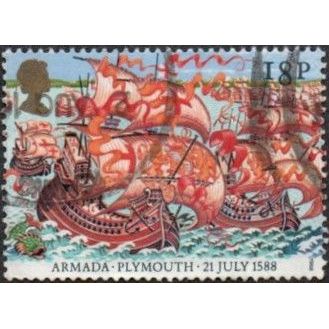 1988, 400th Anniversary of the Armada, 18p Value. Fleet Leaving Plymouth. F/Used