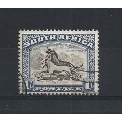 SouthAfrica.SG48 1s Black&Blue Wildebeest.English Inscription.Fine Used.Aug25a