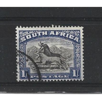 SouthAfrica.SG48 1s Black&Blue Wildebeest.English Inscription.Fine Used.Aug25f