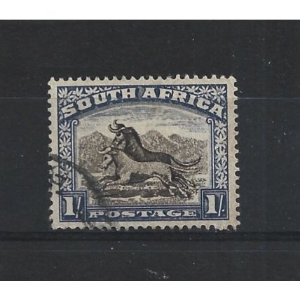 SouthAfrica.SG62 1s Black&Blue Wildebeest.English Inscription.Fine Used.Aug25a