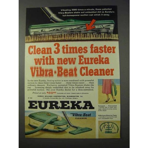 1959 Eureka Vibra-Beat Vacuum Cleaner Ad - Clean Faster