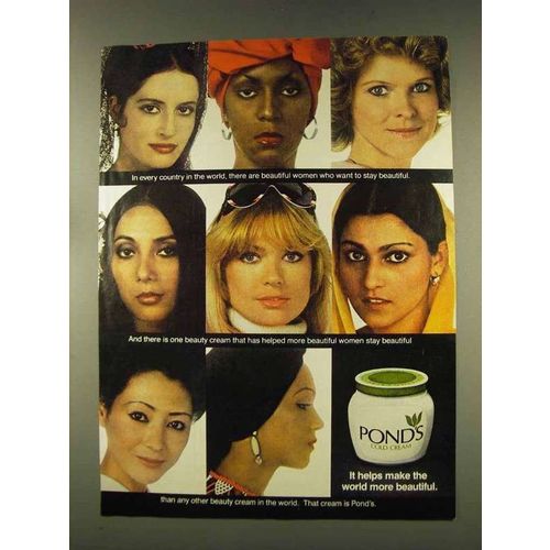 1977 Ponds Cold Cream Ad - World More Beautiful