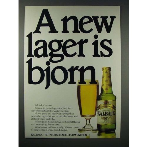 1980 Kalback Beer Ad - New Lager is Bjorn