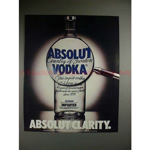 1987 Absolut Vodka Ad - Absolut Clarity - Magnifying!!!