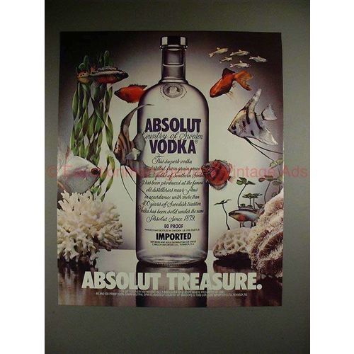 1987 Absolut Vodka Ad, Absolut Treasure - Tropical Fish
