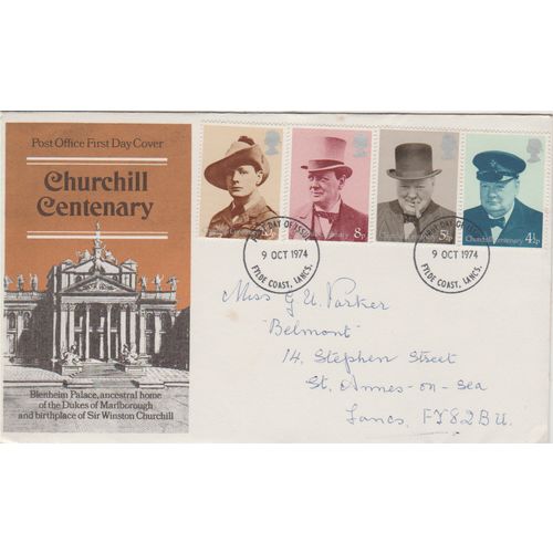 GB 1974 Churchill set GPO FDC Fylde Coast pm see others