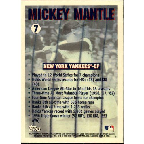 1996 Topps Baseball Mickey Mantle #7